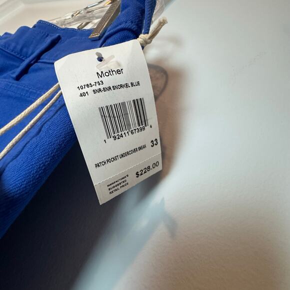 Mother High Rise Patch Pocket Wide Leg Jeans In Snorkel Blue Size 33 NWT - Picture 11 of 12